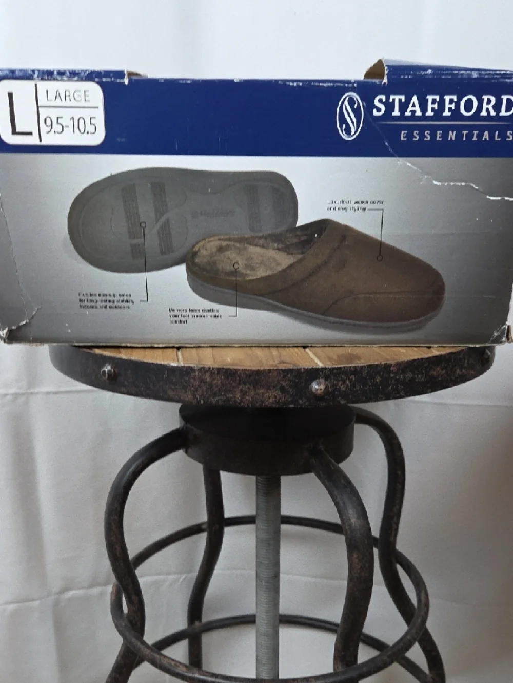 Stafford Men's Brown Suede-Look Slip-On Slippers